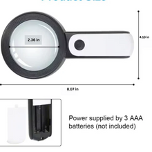 Load image into Gallery viewer, Handheld 30x Magnifier with Built In LED Lights and a Lightweight One Hand Grip
