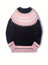 Load image into Gallery viewer, Womens Chunky Jacquard Round Neck Sweater with a Nature Inspired Pattern in Eight Colors
