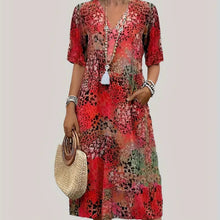 Load image into Gallery viewer, 2025 Chic Leopard Print Maxi Dress - V-Neck &amp; Short Sleeve
