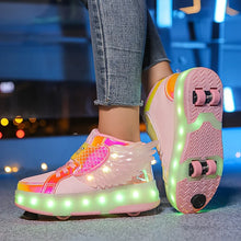 Load image into Gallery viewer, Light-Up Roller Skates Sneakers with Wings, USB Rechargeable
