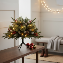 Load image into Gallery viewer, 16 inch Artificial Christmas Shrubbery with Lights and Three Leg Stand
