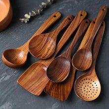 Load image into Gallery viewer, Handmade Teak Wooden Cooking Utensil Set Solid Teak Wood
