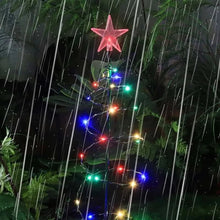 Load image into Gallery viewer, Solar Powered Metal Christmas Tree Light with 50 LEDs, Three Lighting Modes and Warm or Multicolor Glow
