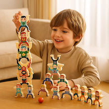 Load image into Gallery viewer, Wooden Stacking Game with Painted Figures for Balance and Building Play

