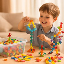Load image into Gallery viewer, Montessori Snowflake Interlocking Building Blocks with Storage Box

