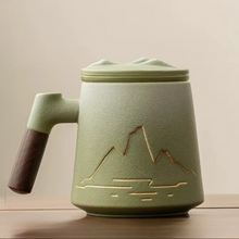 Load image into Gallery viewer, Large Ceramic Tea Cup with Lid and Built-In Filter for Home or Office
