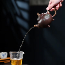 Load image into Gallery viewer, Handmade Yixing Purple Clay Teapot with Original Ore and Three-Legged Gourd Design
