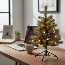 Load image into Gallery viewer, 16 inch Artificial Christmas Shrubbery with Lights and Three Leg Stand
