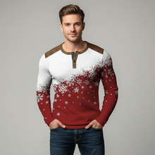 Load image into Gallery viewer, Christmas Snowflake Gradient 3D Print Henley Shirt for Men
