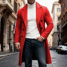 Load image into Gallery viewer, Long Overcoat with Double Breasted Closure and Tailored Fit
