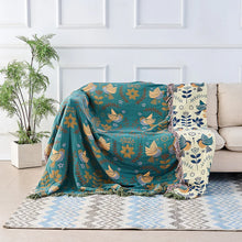 Load image into Gallery viewer, Reversible Scandinavian Bird Blanket 100% Cotton Throw
