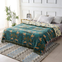 Load image into Gallery viewer, Reversible Scandinavian Bird Blanket 100% Cotton Throw
