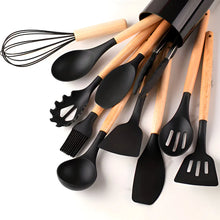 Load image into Gallery viewer, Silicone Cooking Utensils Set Heat-Resistant BPA-Free Bamboo Handle
