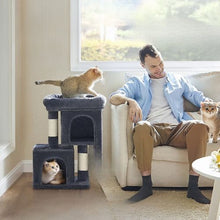 Load image into Gallery viewer, Wooden Cat Tree Scratching Post with Natural Sisal
