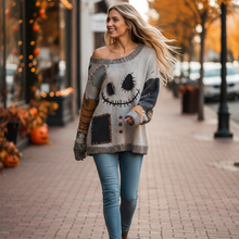 Load image into Gallery viewer, Cozy Pumpkin Faux Fur V-Neck Halloween Sweater for Women
