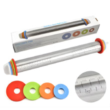 Load image into Gallery viewer, Adjustable Stainless Steel Rolling Pin with Silicone Grip, 17 Inch
