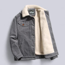 Load image into Gallery viewer, Corduroy Jacket with Sherpa Fleece Lining and Button Front, Three Pockets
