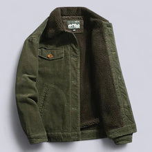 Load image into Gallery viewer, Corduroy Jacket with Sherpa Fleece Lining and Button Front, Three Pockets

