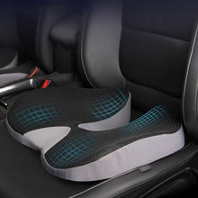 Load image into Gallery viewer, Memory Foam Driver Seat Cushion with U Shaped Cutout and Elastic Strap for Long Drives and Office Chairs
