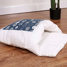 Load image into Gallery viewer, Enclosed Cave Sleeping Bag with Built In Pillow for Cats
