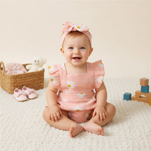 Load image into Gallery viewer, Baby Girl Ruffle Romper with Headband, Sleeveless Summer Bodysuit
