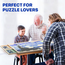 Load image into Gallery viewer, Rotatable 360-Degree Wooden Puzzle Board with Drawers and Cover, Portable Puzzle Table Fits Up to 1000 Pieces, 30" x 22"
