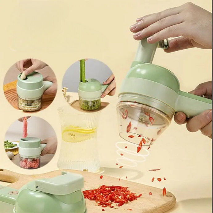 4-in-1 Handheld Electric Vegetable Chopper and Slicer