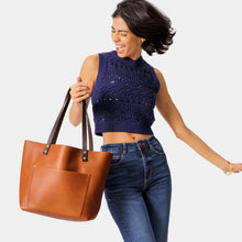 Load image into Gallery viewer, Buffalo Leather Tote Bag, Tan Bella Handcrafted Medium
