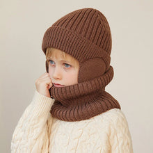 Load image into Gallery viewer, Kids Winter Knitted Hat and Scarf Set with Plush Lining
