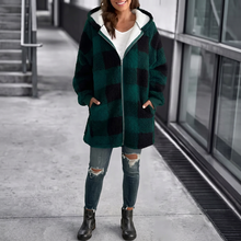 Load image into Gallery viewer, Women Oversized Hoodie Plaid Loose Overcoat
