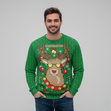 Load image into Gallery viewer, Reindeer and Snowman 3D Print Mens Long Sleeve Christmas Sweatshirt
