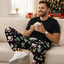 Load image into Gallery viewer, Men's Christmas Pants Santa Reindeer and Tree Print Red and White Holiday Trousers
