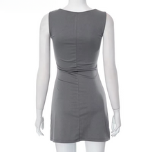 Load image into Gallery viewer, Sleeveless Empire Waist Mini Dress for Women – Black, White, Gray Summer Streetwear 2024
