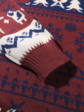 Load image into Gallery viewer, Christmas Hooded Sweater with Reindeer, Snowflake and Star Patterns and a Drawstring Hood in Two Styles
