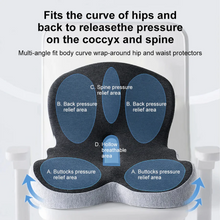 Load image into Gallery viewer, Ergonomic Seat Cushion with Memory Foam and Lumbar Support, Anti-Slip Base
