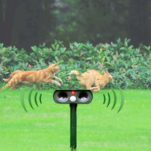 Load image into Gallery viewer, Solar Ultrasonic Animal Repeller with Motion Sensor and Flashing LED Lights
