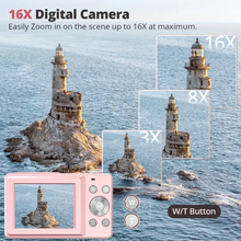Load image into Gallery viewer, Retro Style Compact Digital Camera with 1080p Video, Built In Screen and One Button Capture in Three Colors
