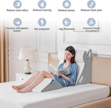 Load image into Gallery viewer, Four Piece Memory Foam Bed Wedge Pillow Set with Hook and Loop Connections and a Washable Plush Cover
