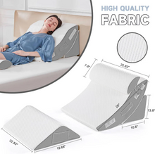 Load image into Gallery viewer, Four Piece Memory Foam Bed Wedge Pillow Set with Hook and Loop Connections and a Washable Plush Cover
