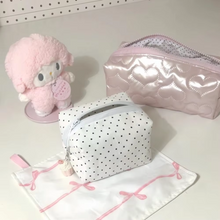 Load image into Gallery viewer, Heart Bowknot Large Capacity Pencil and Makeup Bag
