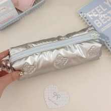 Load image into Gallery viewer, Heart Bowknot Large Capacity Pencil and Makeup Bag
