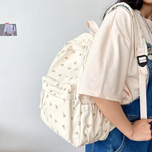 Load image into Gallery viewer, Floral White School Backpack for Teenage Girls and Women

