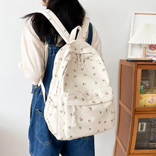 Load image into Gallery viewer, Floral White School Backpack for Teenage Girls and Women

