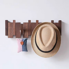 Load image into Gallery viewer, Wall Mounted Black Walnut Coat Rack Solid Wood Entrance Door Hanger
