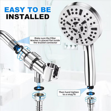 Load image into Gallery viewer, High Pressure Handheld Shower Head with 10 Spray Settings and Adjustable Brass Mount
