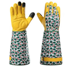 Load image into Gallery viewer, Premium Cowhide Garden Gloves Puncture Resistant Safety Gloves for Pruning and Yard Work
