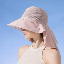 Load image into Gallery viewer, Summer Bucket Hat for Women with Detachable Shawl, Lightweight Mesh Sun Hat for Face and Neck Protection
