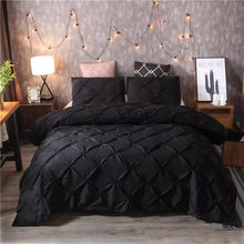 Load image into Gallery viewer, Luxury Black Pinch Pleat Duvet Cover Set King Size
