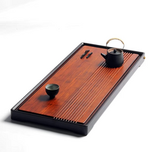 Load image into Gallery viewer, Large Rectangular Bamboo Tea Tray with Drainage and Hidden Water Storage

