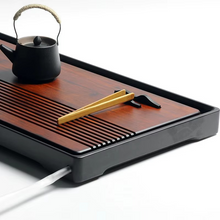 Load image into Gallery viewer, Large Rectangular Bamboo Tea Tray with Drainage and Hidden Water Storage
